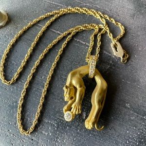 Carrera y Carrera 18k gold diamond hanging panther necklace